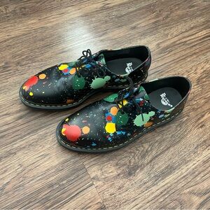 Dr. Martens Mens Paint Splatter Shoes - Black Multi